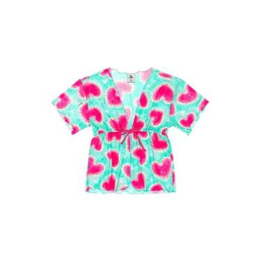 Imagem de Saida de Praia Estampada para Menina Quimby, Azul, 4