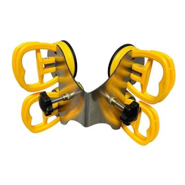 Imagem de Gralara Ferramenta de Instalação de Ajuste de Costura de Pedra de 90 Graus, Grampos de Canto, União de Costura Resistente E Nivelamento para Laje de Pedra E M, 4 Ventosas Amarelas, Tamanho real