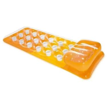Imagem de Boia Colchao Inflavel Piscina Mar Com Porta Copos 188cmX71cm Boia Adulto Multiuso Confortavel Ideal Piscina Mar(Laranja Escuro)