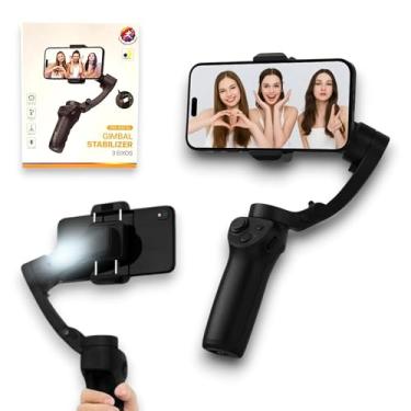 Imagem de Estabilizador Celular Gimbal PEI M01 Suporte para Smartphone 3 Eixos, I.A., Rastreamento Facial, LED, Timelapse, Controle por Gestos, Tripe, Compatível iPhone, Android; (Preto)