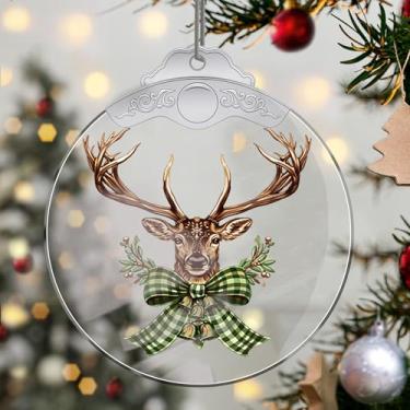 Imagem de Enfeites de Natal para pendurar em cristal de alce, enfeites de árvore de Natal feitos à mão, decoração de carro e casa - presentes de Natal, decoração de artesanato em acrílico, ideias de troca de