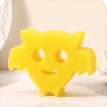 Imagem de Esponjas de limpeza fofas de 2 cores, pacote com 3 esponjas de prato unilaterais que não arranham com design sensível à temperatura para cozinha, banheiro, lavagem de louça e limpeza doméstica