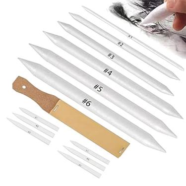 Imagem de 12 peças de mistura de tocos e tortilhões de liquidificadores de arte de papel para sombreamento concluído, ferramentas de desenho de esboço de carvão de artista estudante