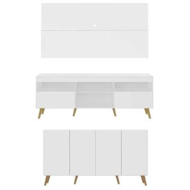 Imagem de Conjunto Sala De Estar Rack Painel 65 e Aparador Retrô - MULTIMOVEIS