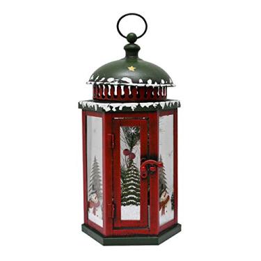 Imagem de Lanternas de Natal de metal E-view com luzes de LED – Lanterna decorativa de boneco de neve para ambientes internos e externos, mini decoração de casa de Natal, centros de mesa de ferro, operada por bateria (não incluída) (boneco de neve) A)