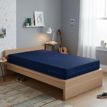 Imagem de Capa Colchão Solteiro AZUL MARINHO Hospitalar Impermeável Com Zíper - 