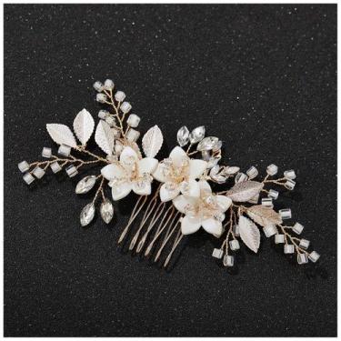 Imagem de Clipe de pente de cabelo de casamento SWEETV Bridal Crystal Gold Acces