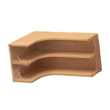 Imagem de MotiveTech Organizador de canto para mesa, prateleira organizadora de, prateleira expositora versátil para copos de água, 2 níveis, para cozinha e, Cor de Madeira