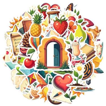 Imagem de 70 peças Natureza Animais Objetos Papelaria Adesivos Encantadores para Mala Geladeira Telefone Bagagem Laptop Guitarra Carro Adesivos Brinquedos Guitarra Laptop Capacete Skate