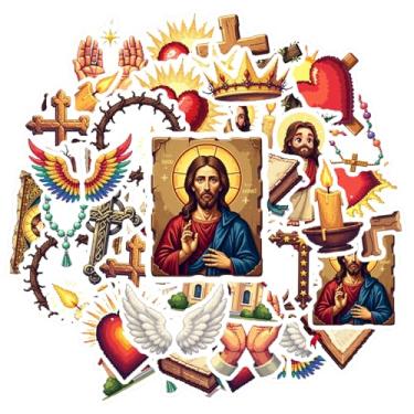 Imagem de 35 pçs Cristianismo Fé Religião Jesus Espiritualidade Adesivos de Brinquedo Pacote de Adesivos Espiritualidade Sagrada para Laptop Motocicleta Bagagem Telefone DIY Telefone Guitarra Laptop Notebook