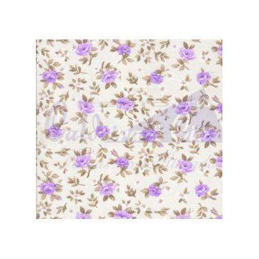 Imagem de Tecido Tricoline Floral Lúcia Lilás Fundo Creme - 50 x 150 cm - Tecido