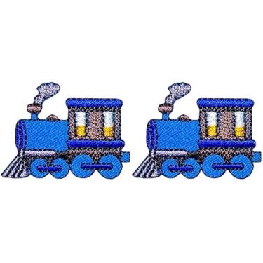 Imagem de Ranger Return Conjunto de 2 pequenos bonecos de mini trem a vapor retrô com desenho de motor para crianças, pequeno decalque decorativo reparo faça você mesmo, aplique costurar ferro em adesivos