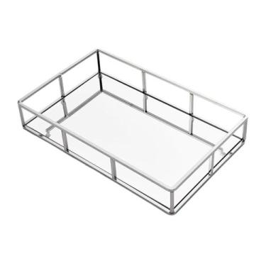 Imagem de Bandeja decorativa aço inox espelhada 30cm florarte - FLOR ARTE