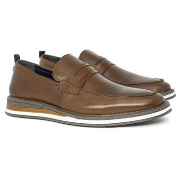 Imagem de Sapato Democrata Type Loafer Couro Legítimo Conforto, Marrom conhaque,