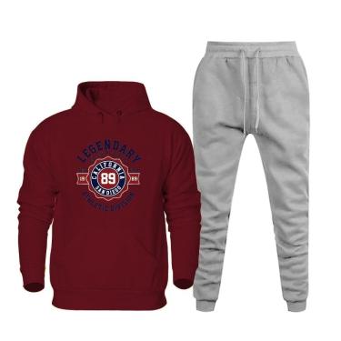 Imagem de Conjunto Moletom Plus Size Blusa Estampada e Calça Comprida Elastico na Cintura Cordao Ajustavel