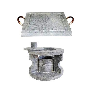 Imagem de Fogareiro Réchaud P E Chapa Quadrada 20X20Cm Pedra Sabão.
