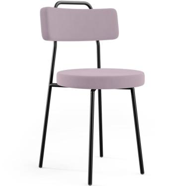 Imagem de Cadeira Decorativa Estofada Para Sala De Jantar Barcelona L02 Suede Rosê