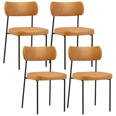 Imagem de Kit 04 Cadeiras Estofadas Melina L02 Couríssimo Whisky