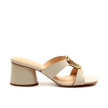 Imagem de Tamanco Couro Off White Salto Médio Cecconello 2542003-22, Off white, 