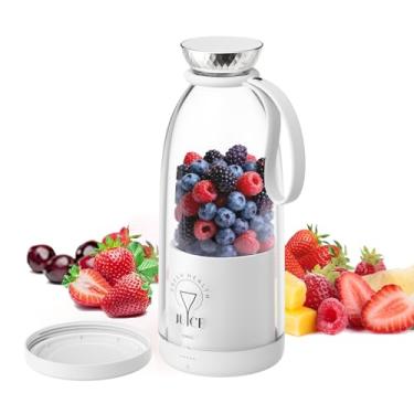 Imagem de Buzveuya Liquidificador portátil, máquina de smoothie pessoal com 6 lâminas, mini copo de suco recarregável, 500 ml com tampa de viagem para ambientes externos, acampamento, escritório, cozinha