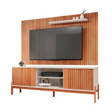 Imagem de Rack Tannen 2 Portas com Painel Ripado para TV até 70 Polegadas Aeegon Freijó e Off White