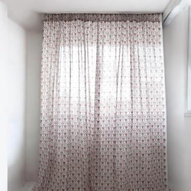 Imagem de Anati Decor Cortinas transparentes impressas à mão, tecido 100% algodão para sala de estar, quarto e janelas – instalação leve e fácil (107 cm L x 243 cm C (1 painel), floral rosa empoeirado)