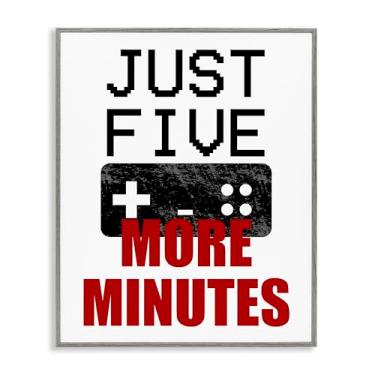 Imagem de Stupell Industries Five More Minutes Gamer Arte giclée emoldurada preta, design por Kim Allen, 35,5 x 28,5 cm