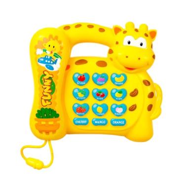 Imagem de Telefone Musical Infantil Girafa, Brinquedo Educativo com Sons e Luzes, Plástico, Colorido, para Crianças 5-12 Anos, Funciona com 2 Pilhas AA