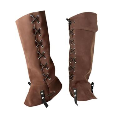 Imagem de simhoa Polainas medievais de pirata, para cavaleiros e guerreiros, ideais para apresentações de palco, Cáqui