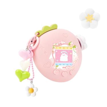 Imagem de BUBBLELOGUS Strawberry Bubble Protective Case for Tamagotchi Paradise, Soft TPU Silicone Cover with Faceplate, Flower Shaped Zoom Dial Cap & Charms Set, Anti-Scratch & Waterproof (Pink)