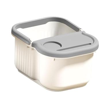 Imagem de OIIBWQ Banheira para pés com tampa, uso doméstico, pedicure, imersão para pés, com pontos de massagem, Branco Cinza, S