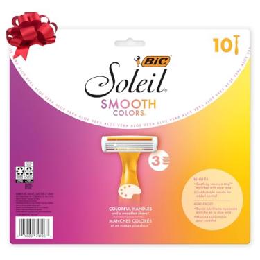 Imagem de BIC Soleil Lâminas de barbear femininas descartáveis com Aloe Vera e tira lubrificante de vitamina E para melhor deslizamento, com 3 lâminas, 10 unidades