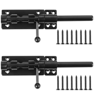 Imagem de Parafusos deslizantes, 2 peças de parafusos de aço inoxidável resistentes, parafusos deslizantes de aço inoxidável 304 de 20 cm com orifício para cadeado, travas de porta interna para cerca de madeira