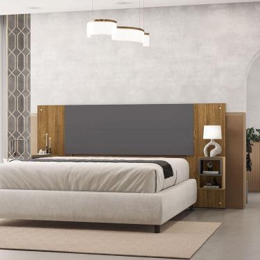 Imagem de Cabeceira Casal Extensível Cama Box 236-176cm Cibely V01 - D'rossi Cor Naturale E Alasca