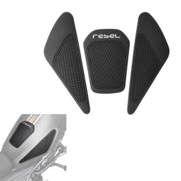 Imagem de GFARDMOTO Adesivo antiderrapante para almofada de tração lateral de tanque de gasolina almofada de tração lateral de combustível para HO&N&DA Rebel CMX250 CMX300 CMX500 acessórios 2017-2025 (preto