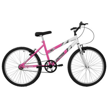 Imagem de Bicicleta de Passeio Ultra Bikes Esporte Bicolor Aro 24 Reforçada Freio V-Brake Sem Marcha Feminina Rosa/Branco