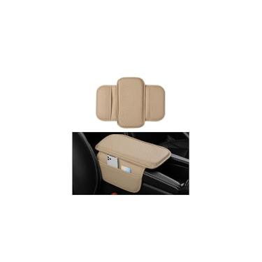 Imagem de Sandfren Capa de console central de carro, almofada de apoio de braço de couro com 2 sacos de armazenamento, acessórios de almofada de assento de descanso de braço interior automotivo, universal para