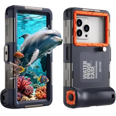Imagem de Capa de telefone universal à prova d'água para mergulho com snorkel e mergulho [15 m] capa de telefone subaquática para iPhone 16/15/14 Pro Max e Galaxy S24/S23/S22 universal subaquática foto e vídeo