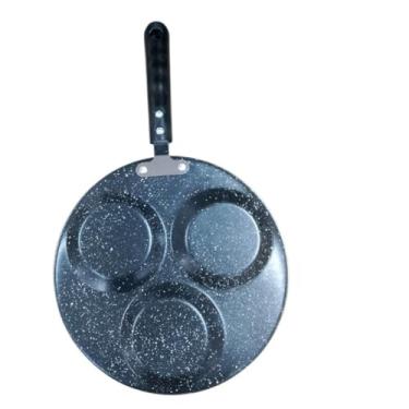 Imagem de Frigideira Antiaderente com 3 Divisórias, Alumínio, Preta, 23cm, Compatível com Fogão a Gás, Elétrico, Indução e Vitrocerâmico, Cabo Baquelite