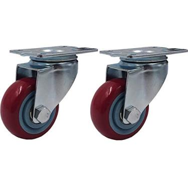 Imagem de Rodízios de placa 3 polegadas tipo médio PU roda universal/rodízios com rolamento duplo carga silenciosa vestível 100 kg/pcs rodízios industriais uso múltiplo