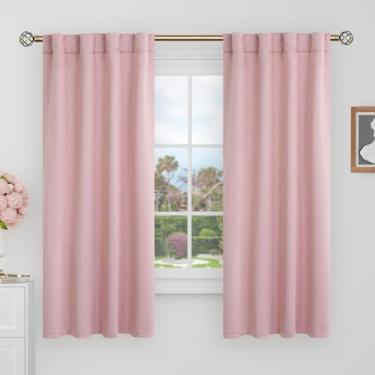 Imagem de BGment Cortinas blecaute rosa bebê 152 cm de comprimento para quarto de meninas - 86,4 x 152,4 cm, isolamento térmico, escurecimento de quarto, bolso de haste à prova de som e cortinas traseiras para