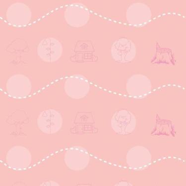 Imagem de Papel De Parede Arvore E Casa Fundo Rosa Quarto Infantil - LRP