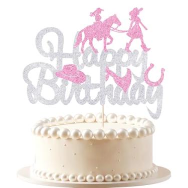 Imagem de VQOUZVSR Topper de bolo de vaqueira, chapéu de vaqueira, decoração de bolo para meninas ocidentais, tema de aniversário, chá de bebê, lembrancinha de festa