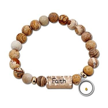 Imagem de Uloveido Pulseiras de incentivo poderosas com pedra verde turquesa branca natural berloques coração semente de mostarda pulseira de força para mulheres Y1997, Zircônia cúbica