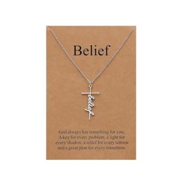 Imagem de Colar com pingente de cruz de fé para mulheres, joias cristãs religiosas, presentes de Dia das Mães, colares para presentes de Natal para familiares e amigos, Medium, Latão, Sem Pedra Preciosa