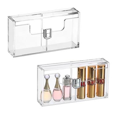 Imagem de BTSKY Caixas de giz de cera de acrílico transparente com trava prateada e inserção removível, recipiente de armazenamento compacto de giz de cera com 2 compartimentos, estojo de armazenamento de