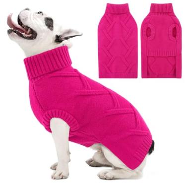 Imagem de Queenmore Suéter de Natal para cães pequenos masculino feminino pulôver de gola rolê quente suéter de tricô para dachshund buldogue cachorro suéter de Natal sem mangas cachorro inverno roupas de