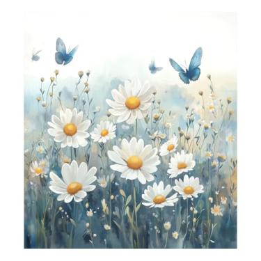 Imagem de Blueangle Aquarela Prado Margaridas Capa de Ímã para Lava-louças, Decoração Frontal de Lava-Louça, Decalques de Armário Doméstico, Adesivos Eletrodomésticos, 58 cm C x 66 cm Adesivo Magnético