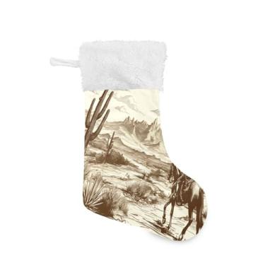 Imagem de Blueangle 1 pacote de meias de Natal para meninos de vaca ocidental de 17,7 polegadas para decorações de festas de fim de ano, porta-presentes e meias (119)