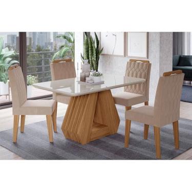 Imagem de Mesa Sala Ágata 130+4 Cadeiras Paola Natre/OffW/Nude-Cimol